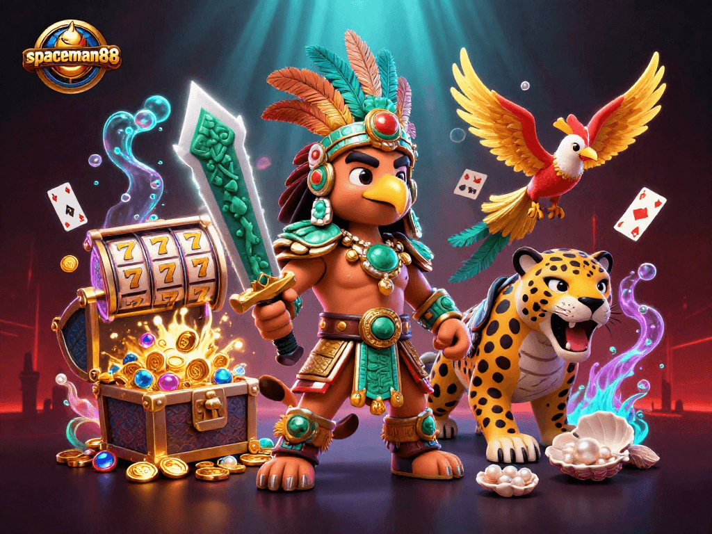 Spin and win with spaceman88 as Aztec warriors engage in a lively slot battle!