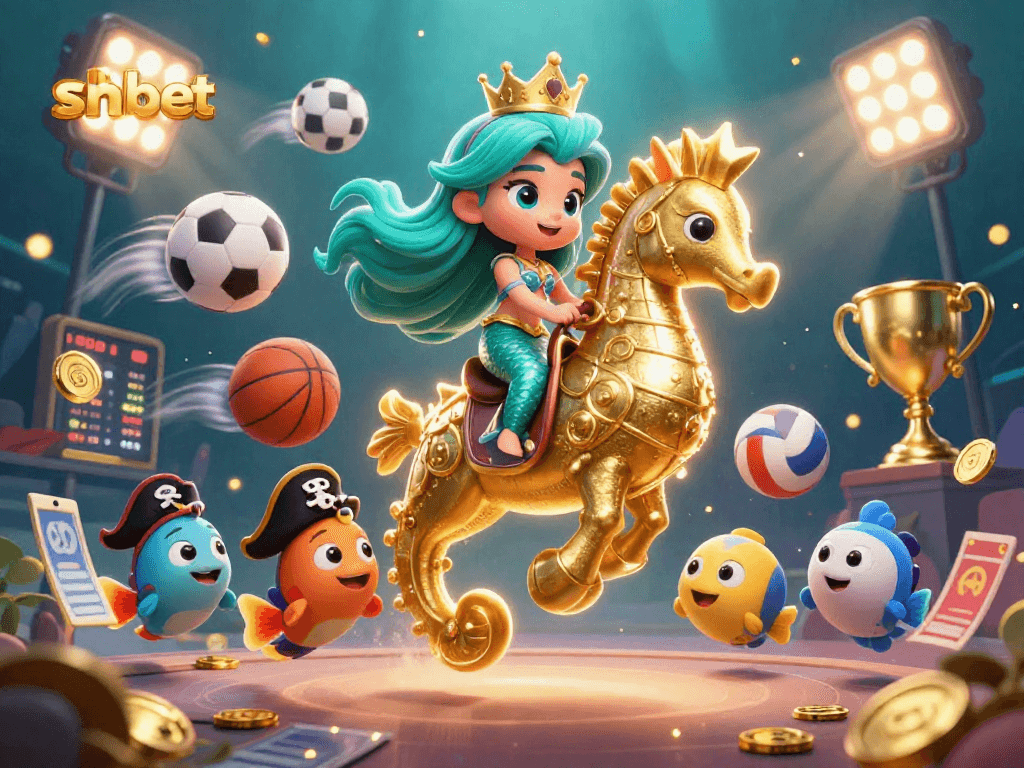Experience thrilling gaming action with shbet in a vibrant underwater scene featuring cartoon characters.