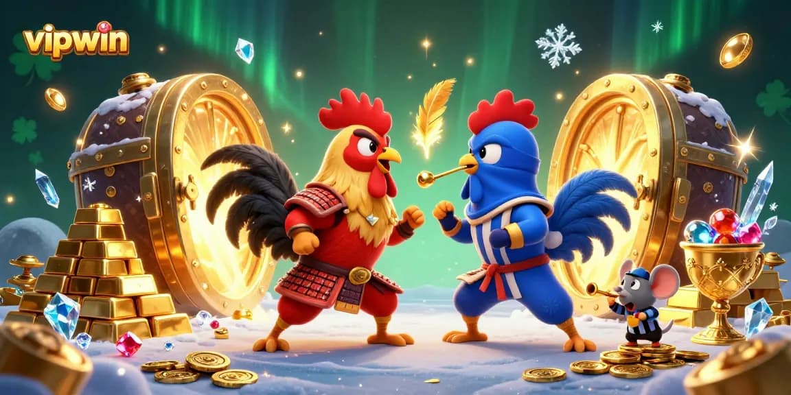 Experience thrilling action in vipwin's cockfighting arena featuring dramatic roosters and dazzling riches.