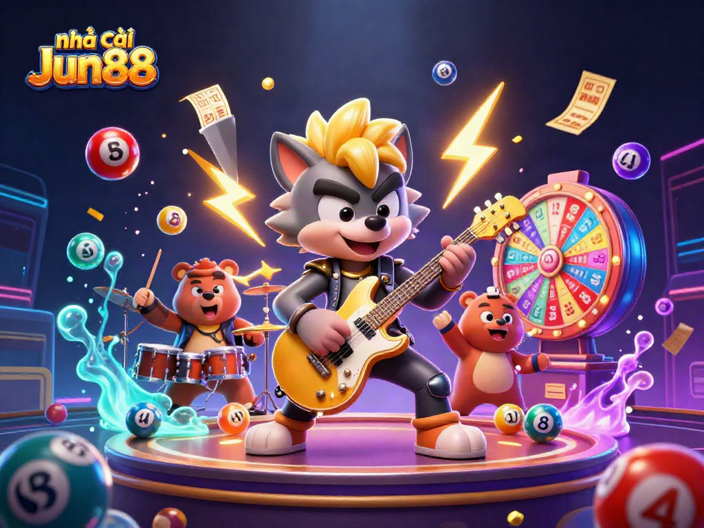 Engage with nhà cái Jun88 through vibrant lottery games featuring dynamic characters and casino excitement.