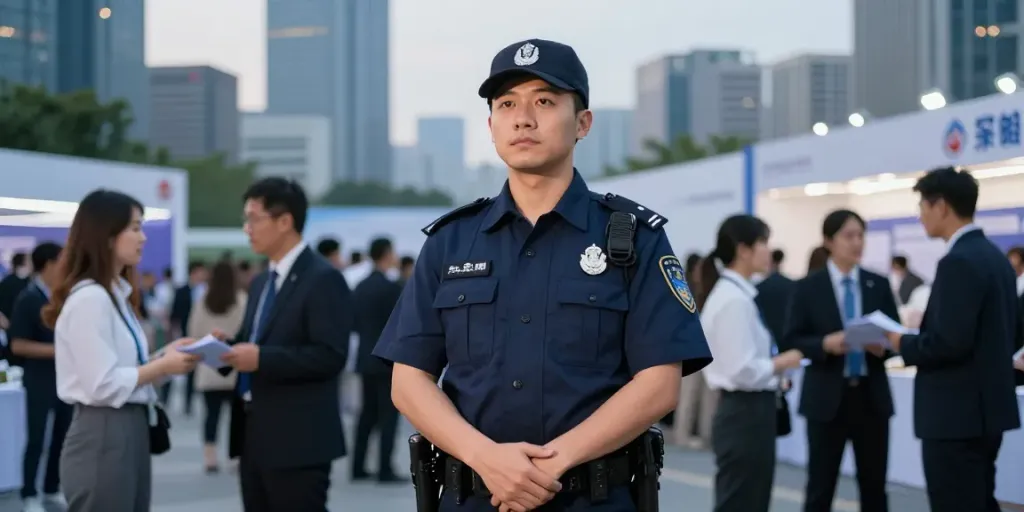 Licensed security guard providing professional protection services at a local event.