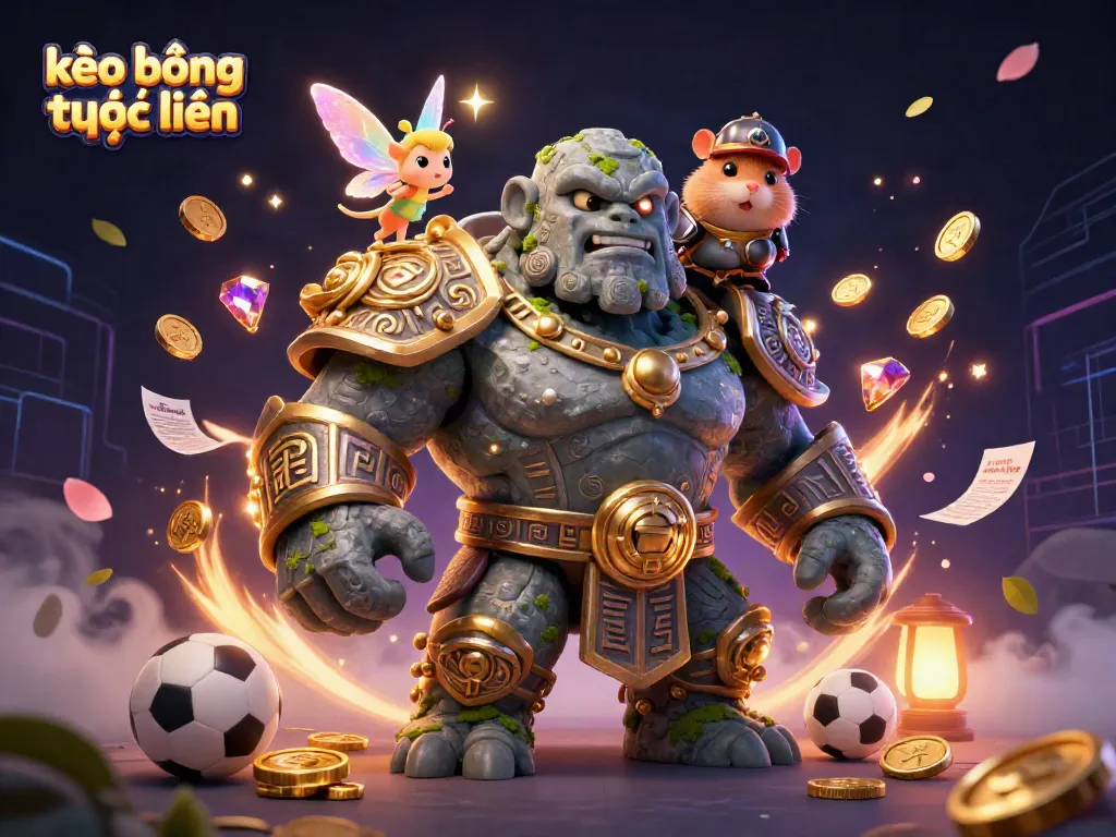 Experience excitement with kèo bóng trực tuyến and fantasy characters celebrating sports betting success.