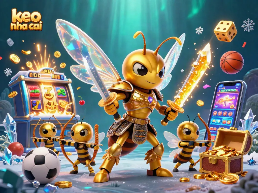 Engage in keo nha cai with this vibrant 3D casino scene showcasing sports betting elements and rich colors.