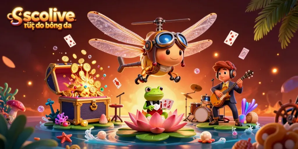 Engage in the thrill of socolive trực tiếp bóng đá with a lively 3D scene of characters enjoying casino gaming.