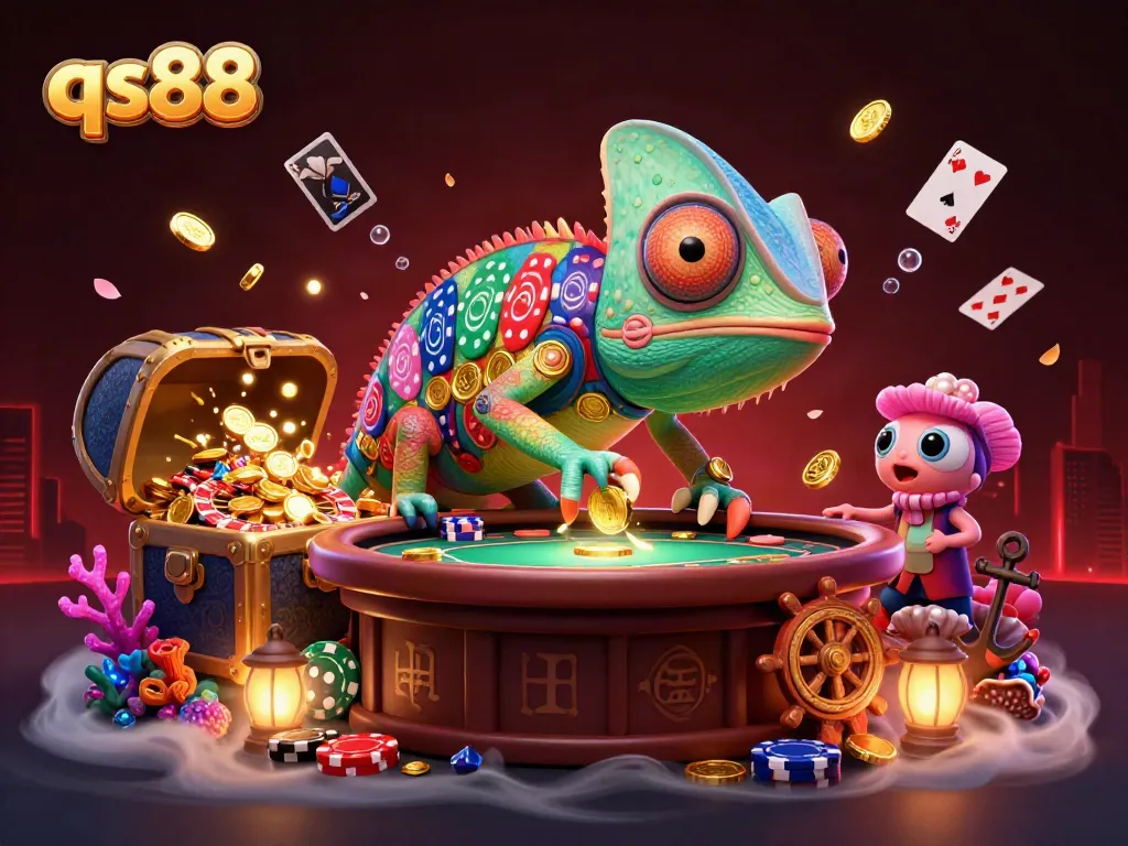 Engage with exciting qs88 casino games in an extravagantly detailed underwater scene.