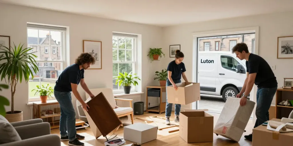 House Clearance Edinburgh team safely removing belongings from a cozy home.