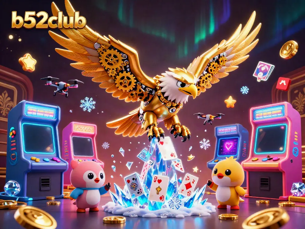 Experience thrilling gameplay at b52club with a spectacular 3D scene showcasing dynamic casino elements.