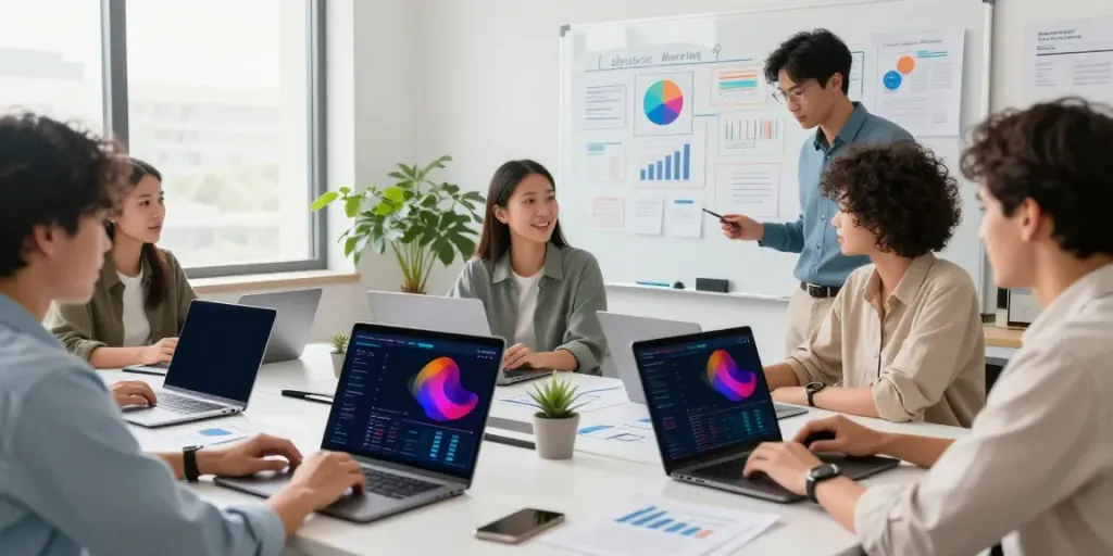 Collaboration in a digital marketing agency focusing on Paid Ads Management strategy and analytics.