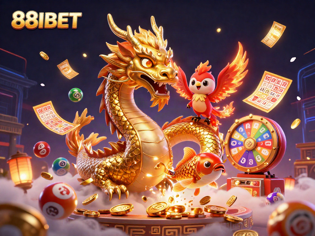 Experience excitement with 88IBET, where a fierce dragon and lucky koi fish enhance your online gaming.