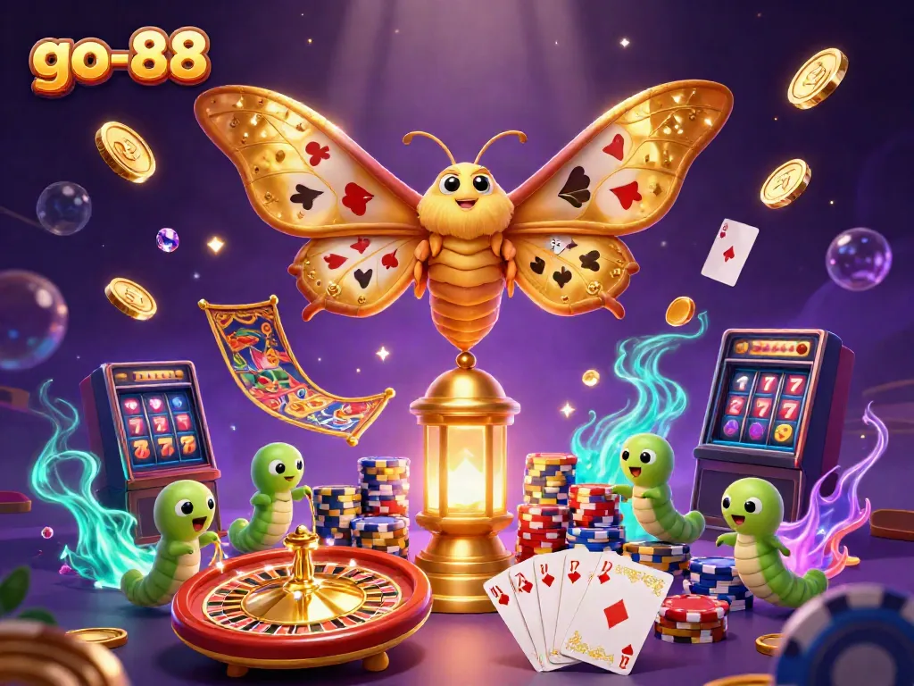 Experience exhilarating games with go-88, where vibrant characters and casino elements come alive in a rich casino scene.
