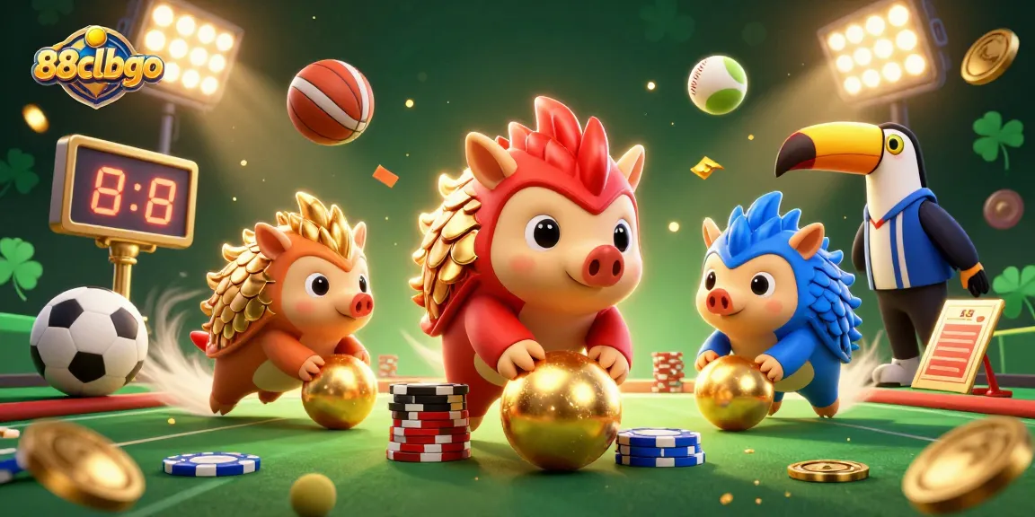 Engage in thrilling gaming experiences at 88clbgo with vibrant pangolin mascots and action elements.