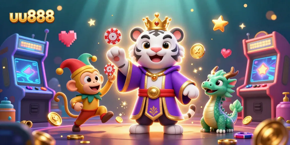 Engage with uu888's vibrant gaming atmosphere, featuring a majestic tiger and lively monkey.