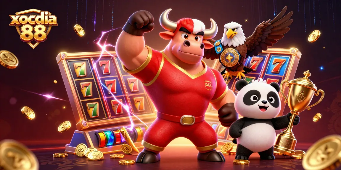 Xocdia 88 players enjoying a lively slot environment with animated characters celebrating big wins.