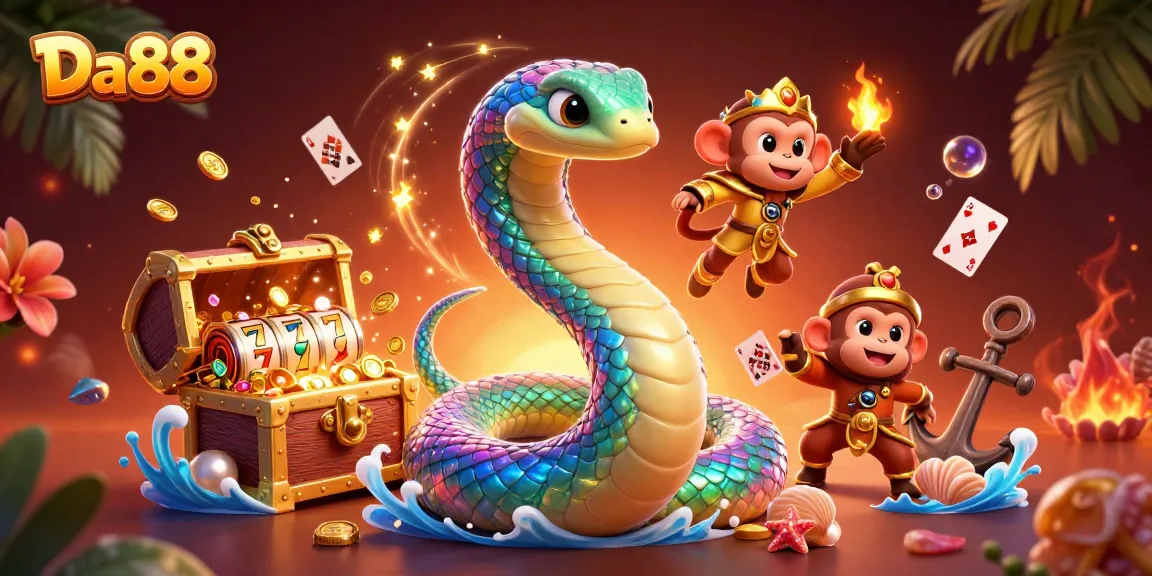 Experience the excitement of Da88 with a vibrant 3D illustration of a casino-themed adventure.