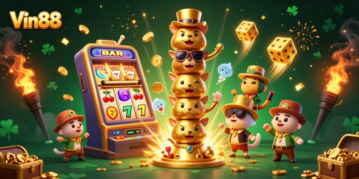 Experience Vin88's magical totem pole in a vibrant casino scene with dynamic game elements.