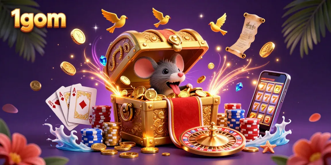 Experience winning strategies at 1gom with a vibrant casino-themed illustration showcasing thrilling game elements.