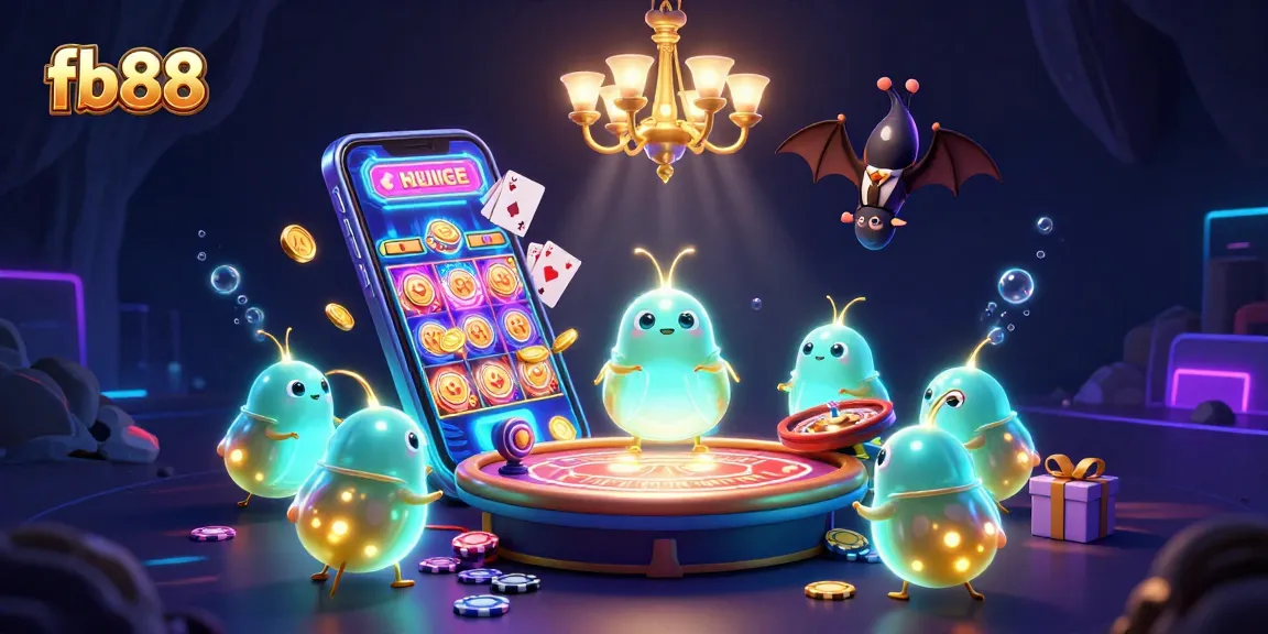 Experience exciting gameplay at fb88 with a vibrant casino scene featuring glowworms and dynamic gaming elements.