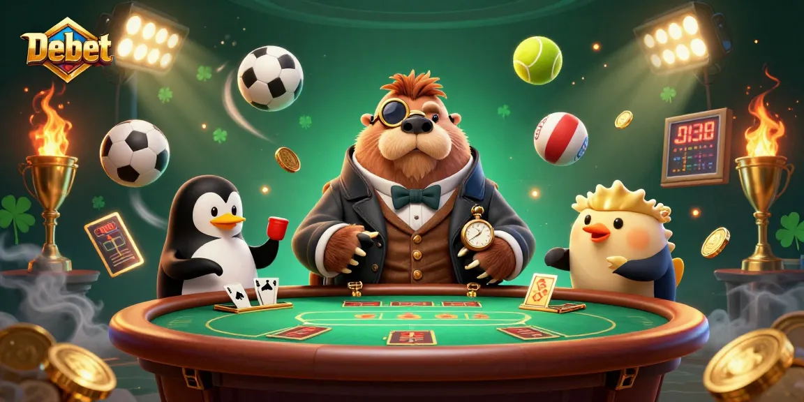 Engage with Debet and win big at an underwater poker game with playful characters.