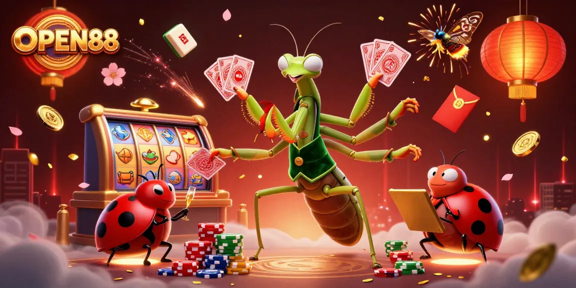 Play exciting casino games at OPEN88 with vibrant reels, energetic characters, and thrilling atmosphere.