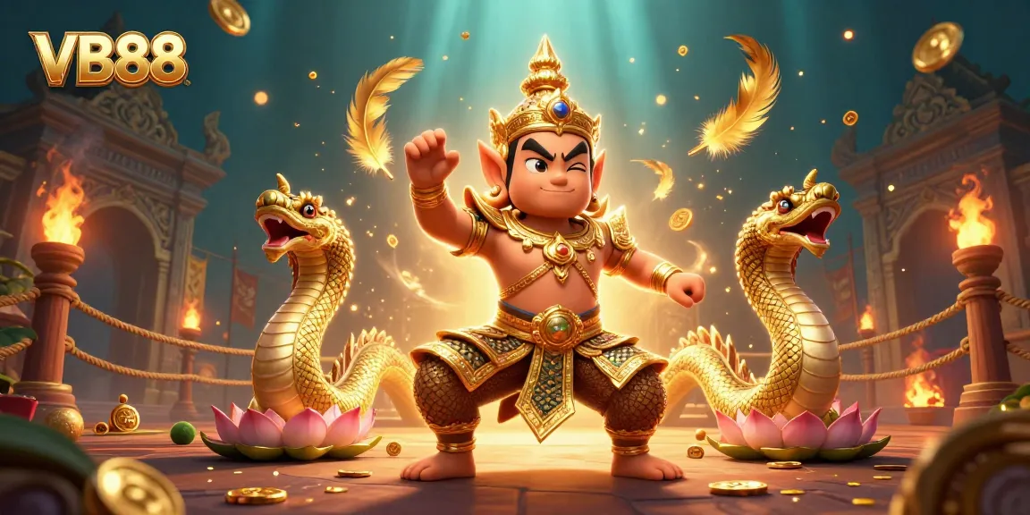 Engage with VB88 gaming in a vibrant, energetic 3D illustration featuring unique casino elements.
