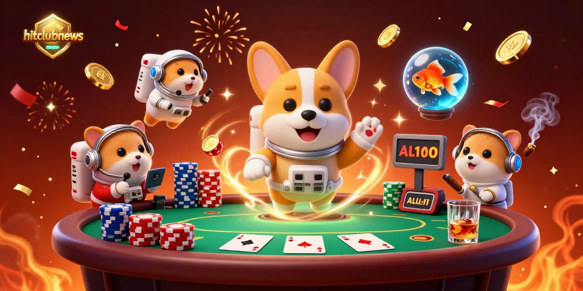 Experience the excitement of hitclubnews with an astronaut corgi in a vibrant casino scene, full of action.