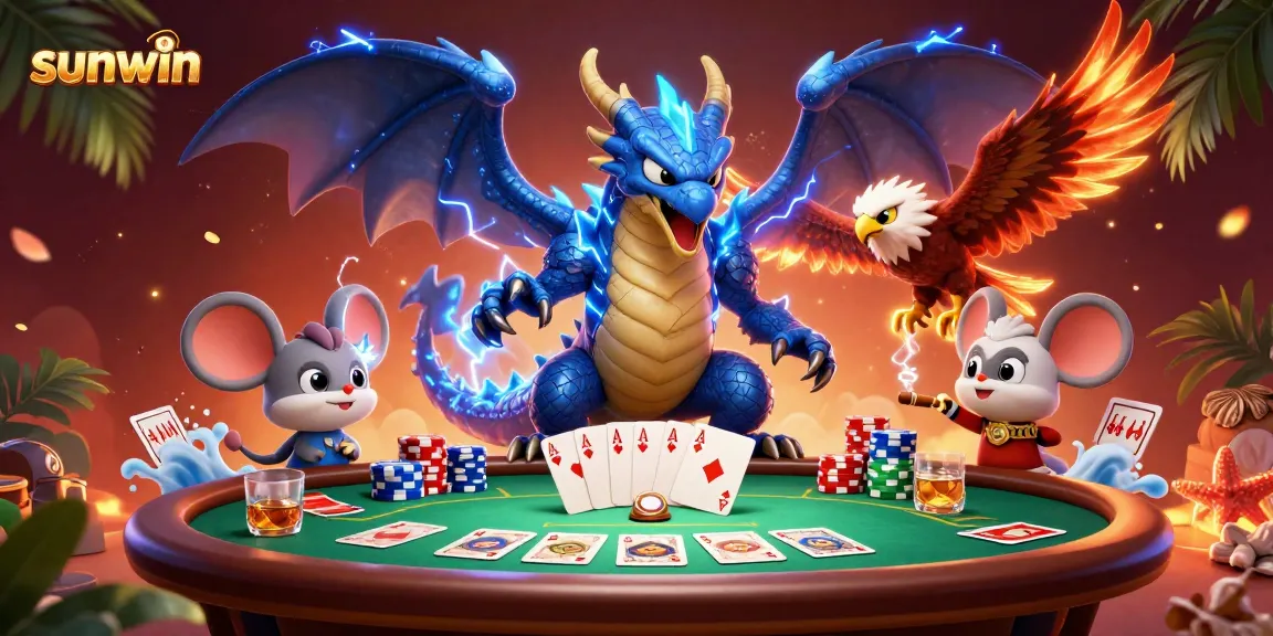 Experience the thrill of sunwin with a vibrant casino scene showcasing poker excitement.