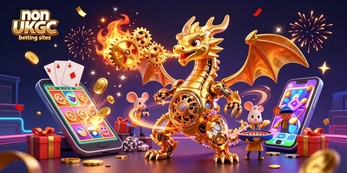 Engage with non UKGC betting sites through an epic scene featuring golden dragon gameplay and exciting casino elements.