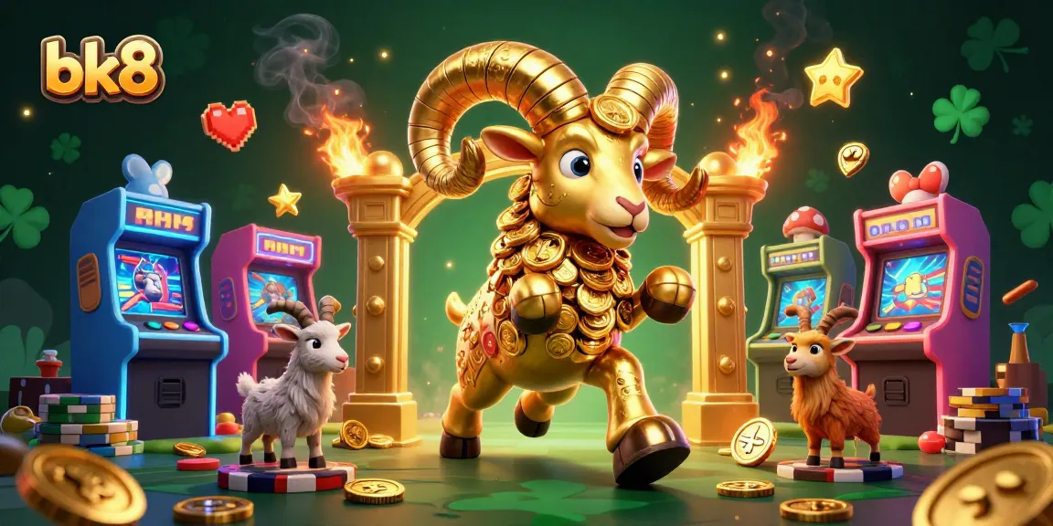 Experience the thrill of bk8 with a golden ram charging through a vibrant casino dreamscape.